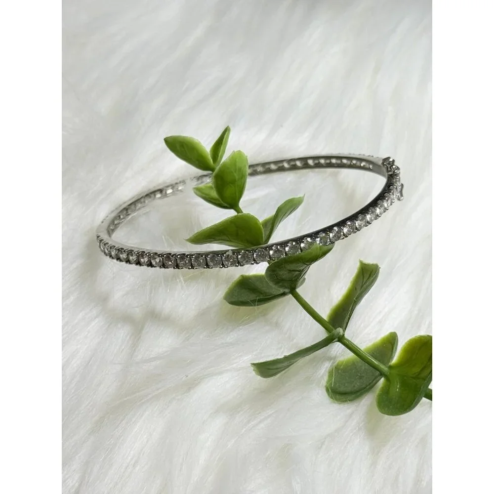 Silver Tone Eternity Rhinestones Bangle